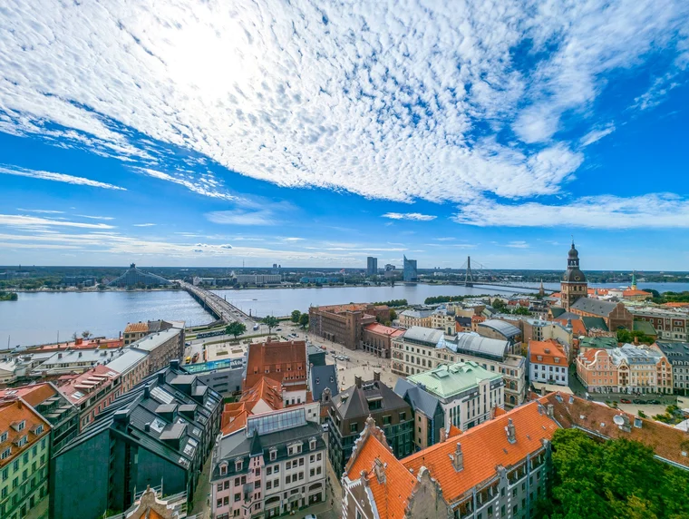 View across the Daugava river and Riga Old Town