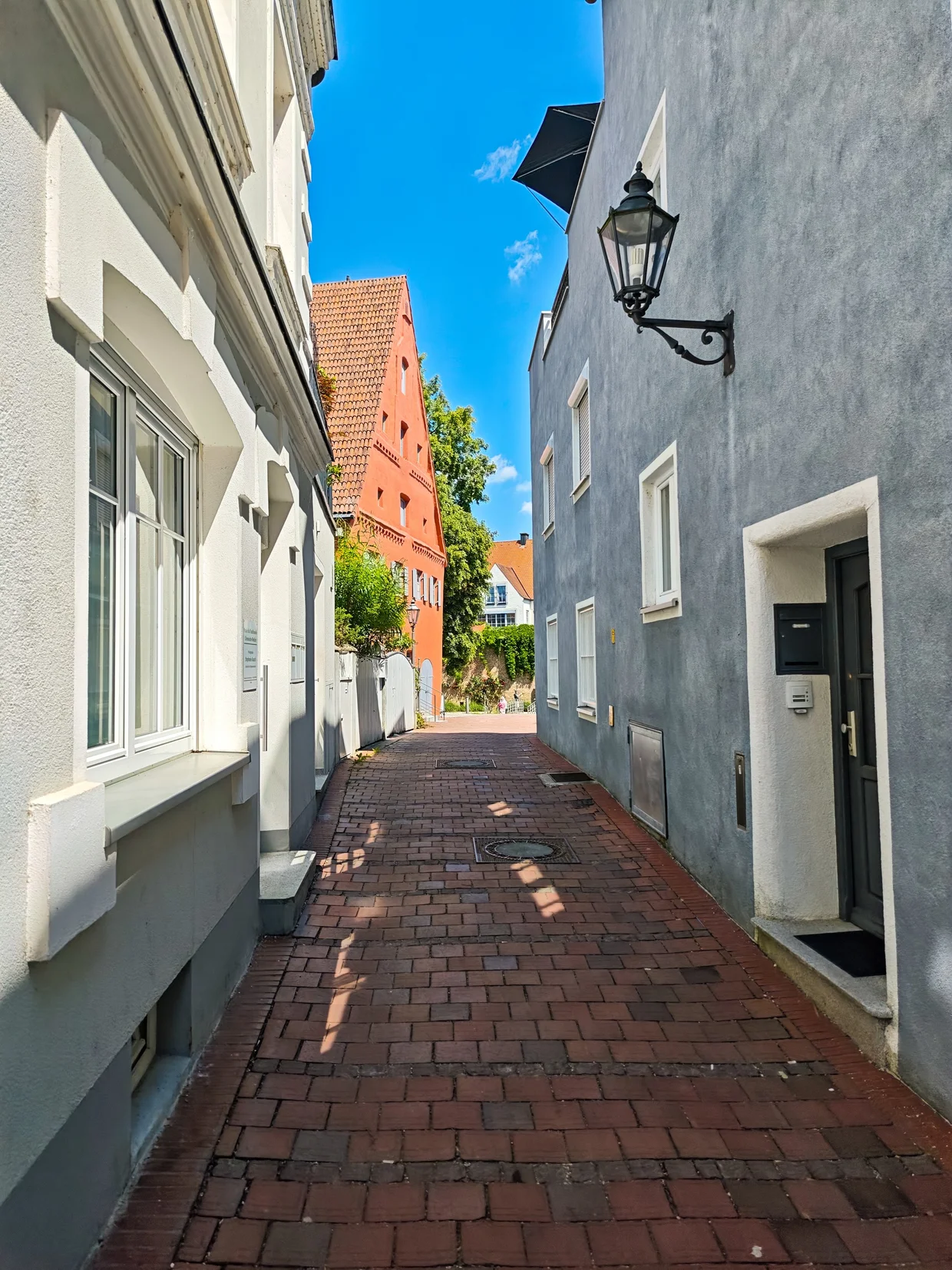 A quiet brick-paved alley