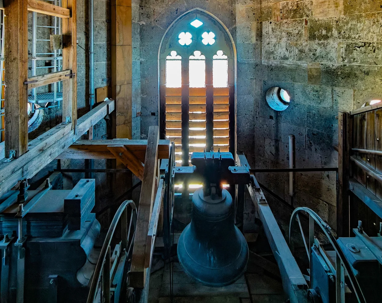 The Daniel's massive bell inside the church tower