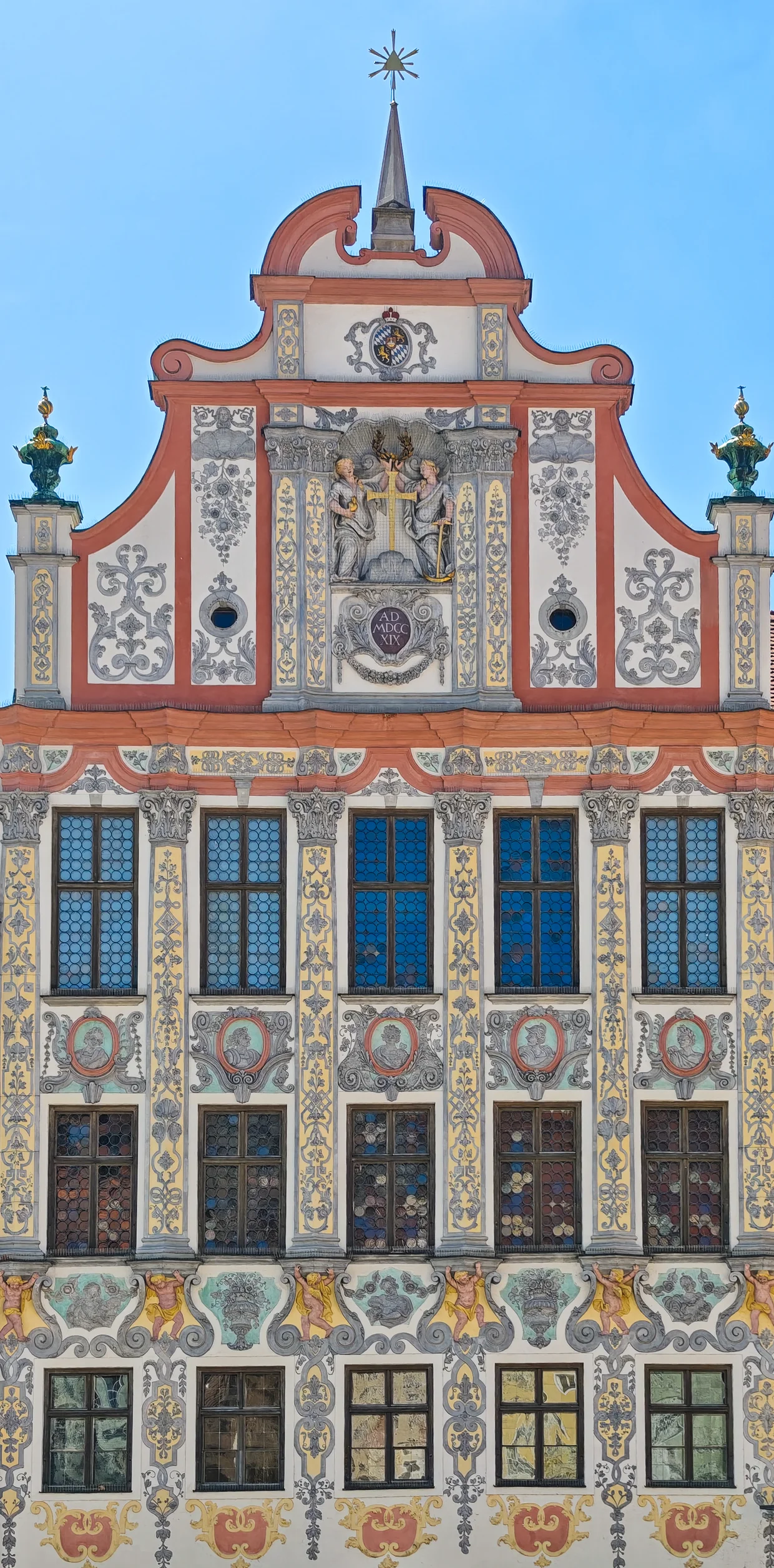 Close-up of the Rathaus stucco facade