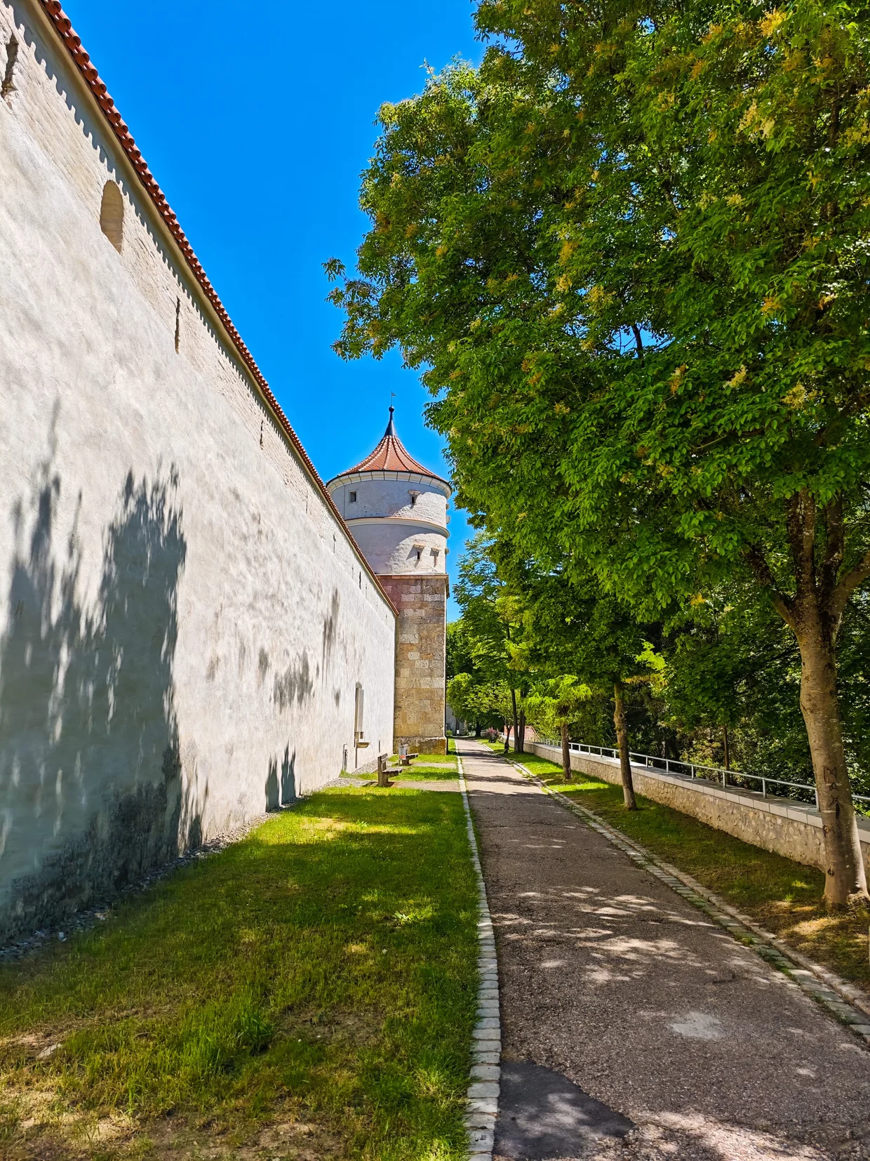 Looking along the city wall walk