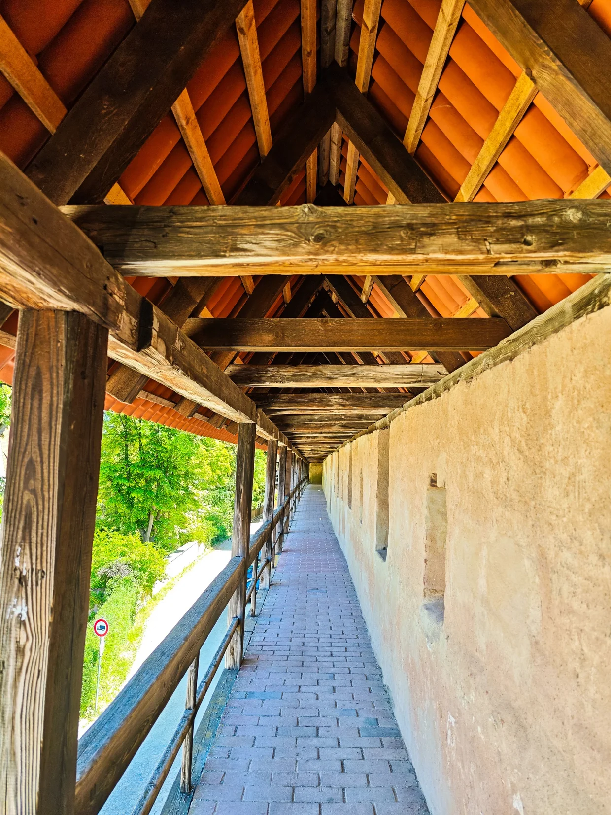 Inside the covered Wehrgang on Nordlingen's city wall