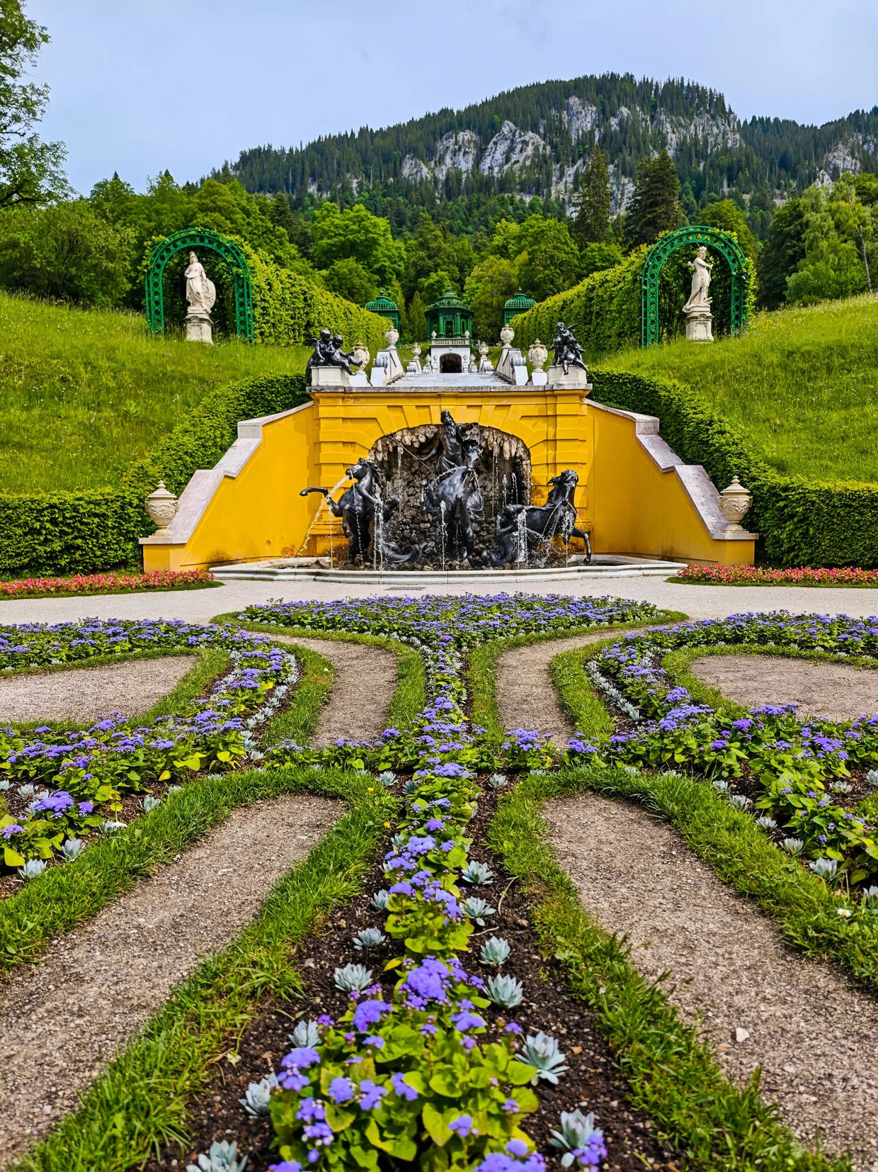 The Naiad fountain on the parterre in front of the palace