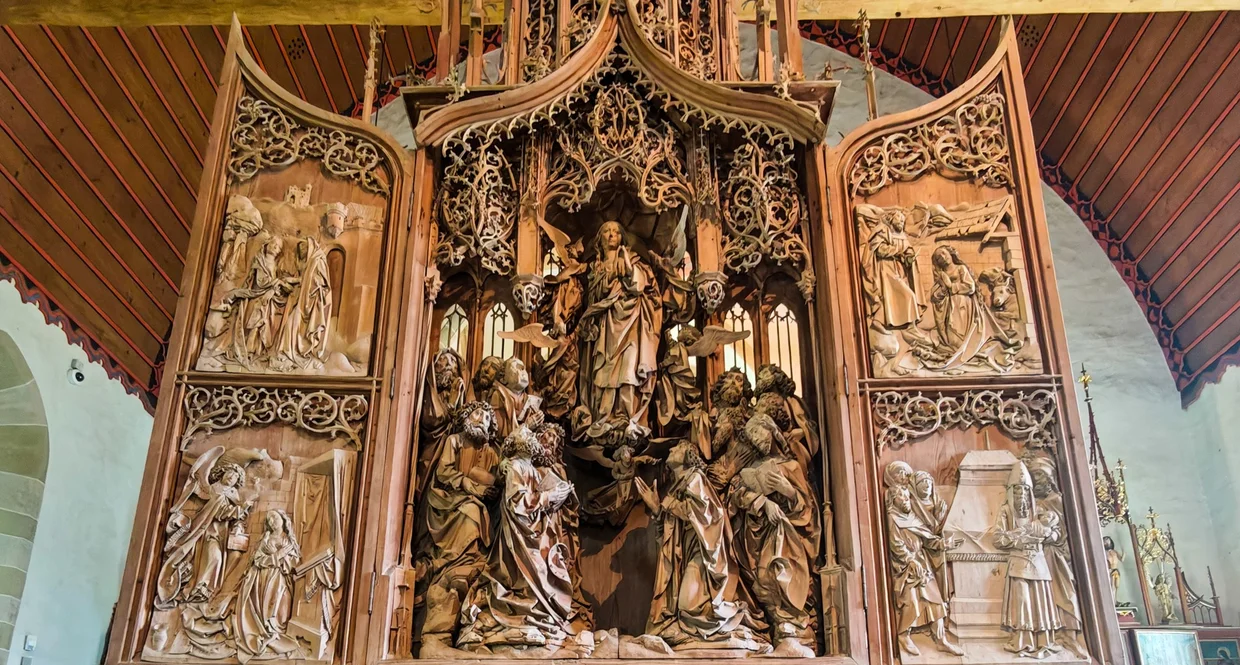 The Riemenschneider Marienaltar inside the Herrgottskirche