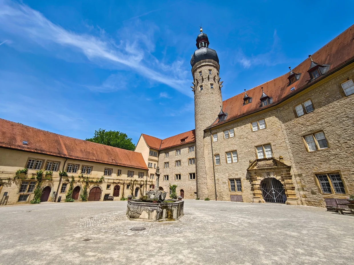 The Schloss courtyard with the central tower