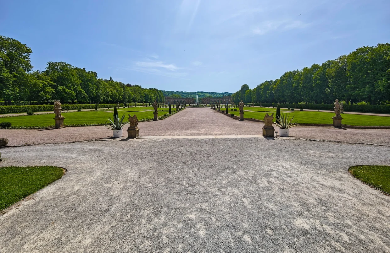 The central allee through the formal garden