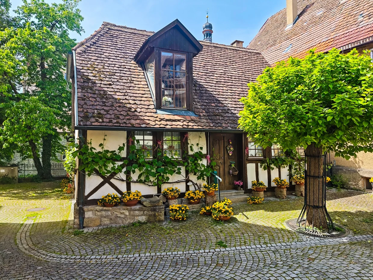 A half-timbered cottage with wisteria, Weikersheim