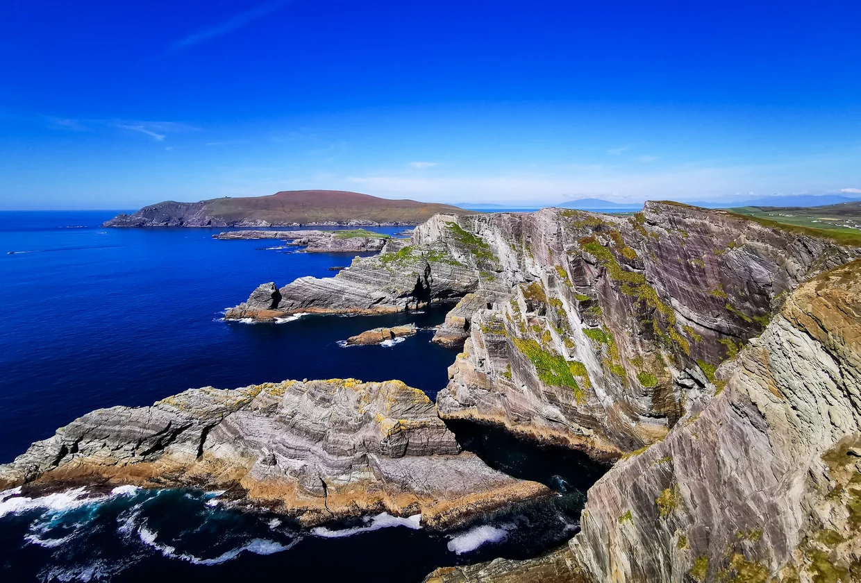 The Kerry Cliffs near Portmagee dropping into a deep blue Atlantic