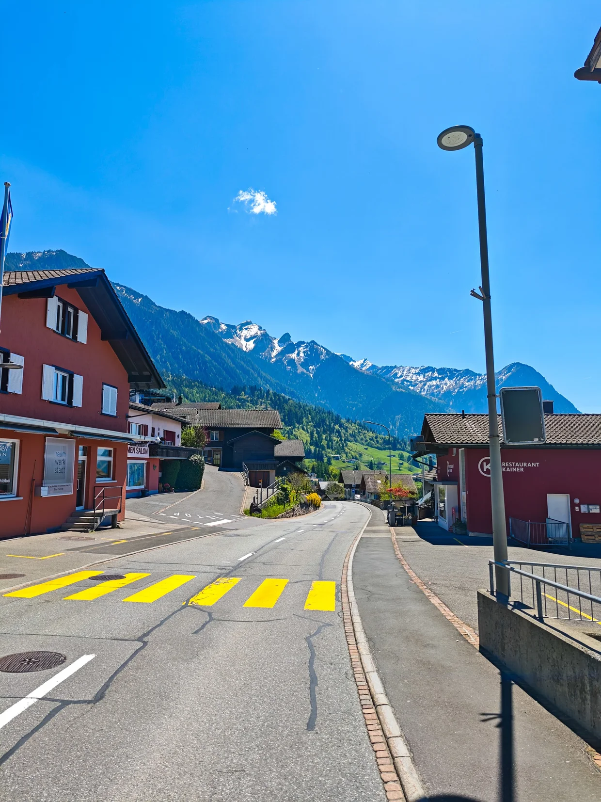 Empty main road through Triesenberg