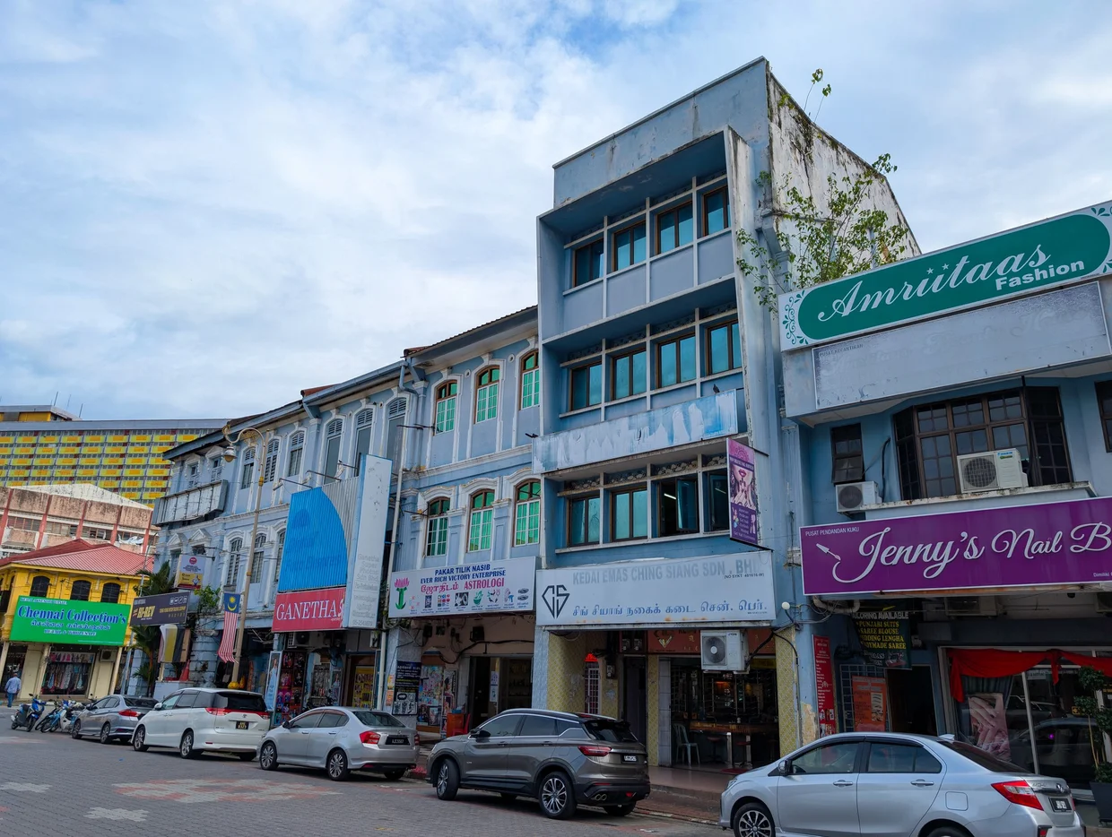 Quiet Ipoh heritage street with old shophouses