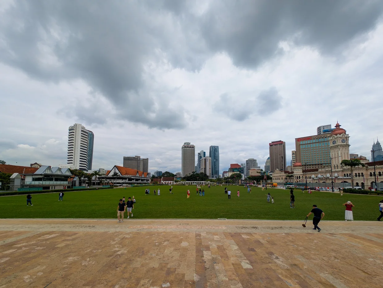 The lawn, with people doing actual cricket