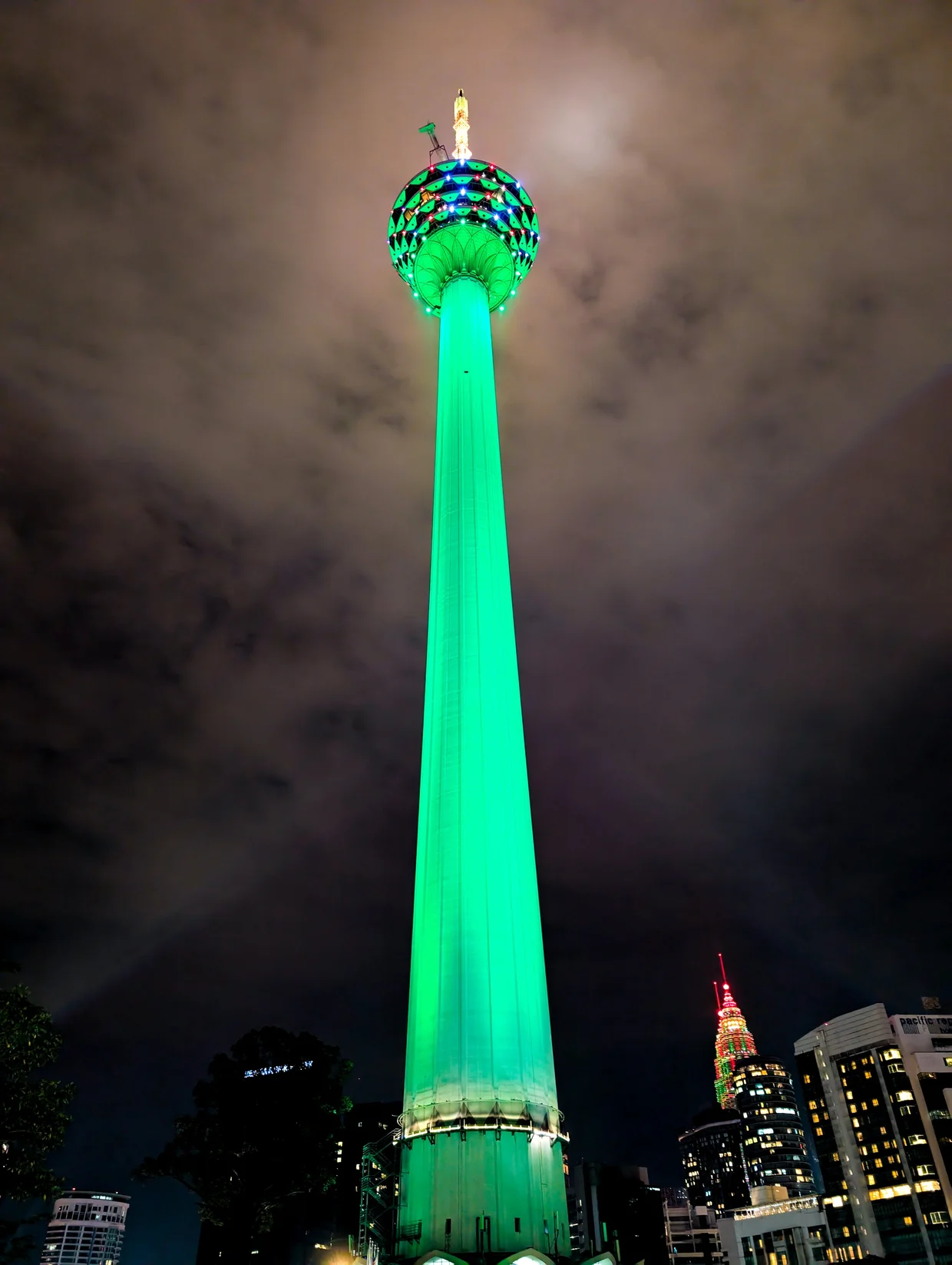 KL Tower lit green