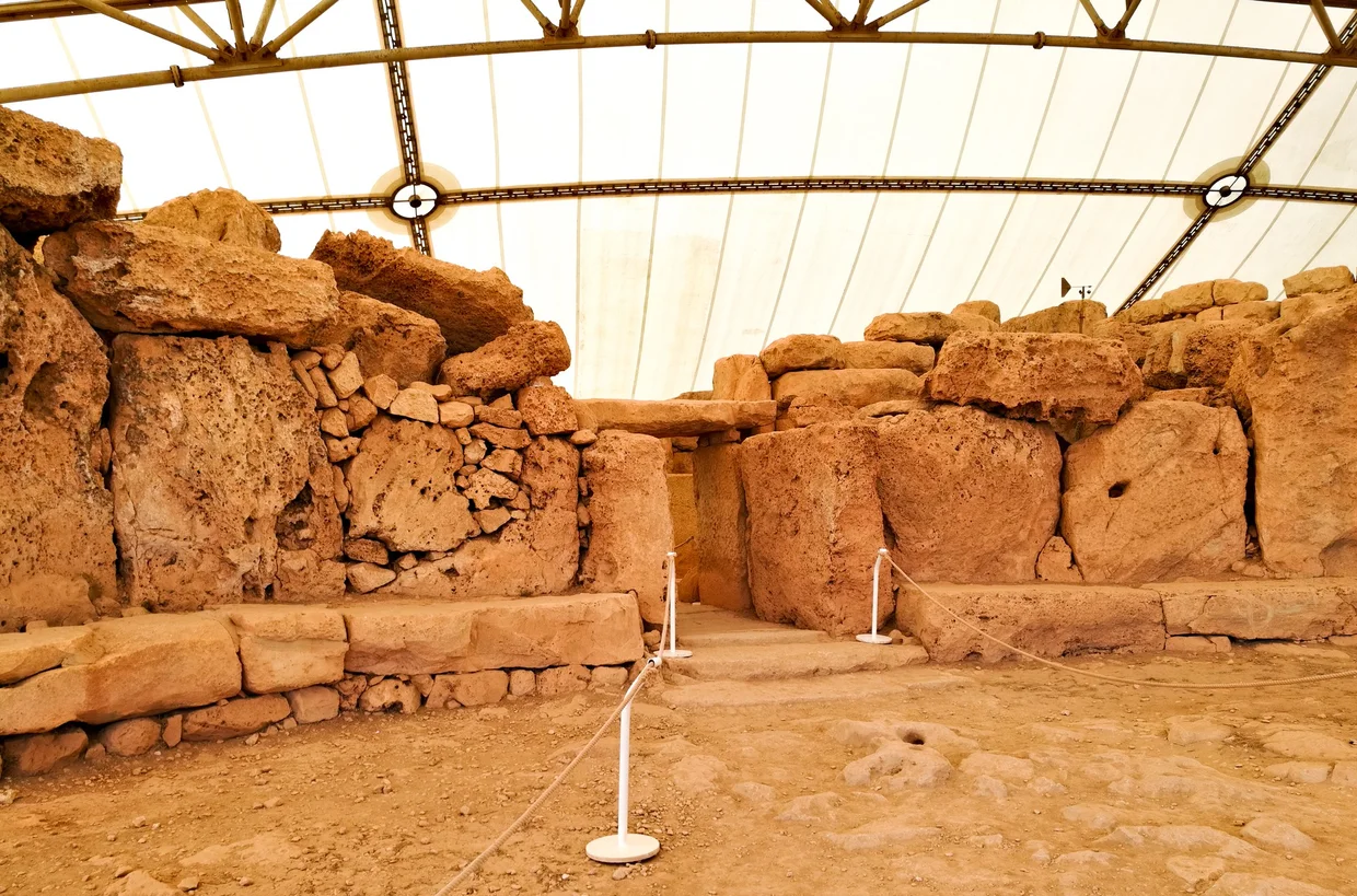 Large limestone megaliths forming chambers and doorways