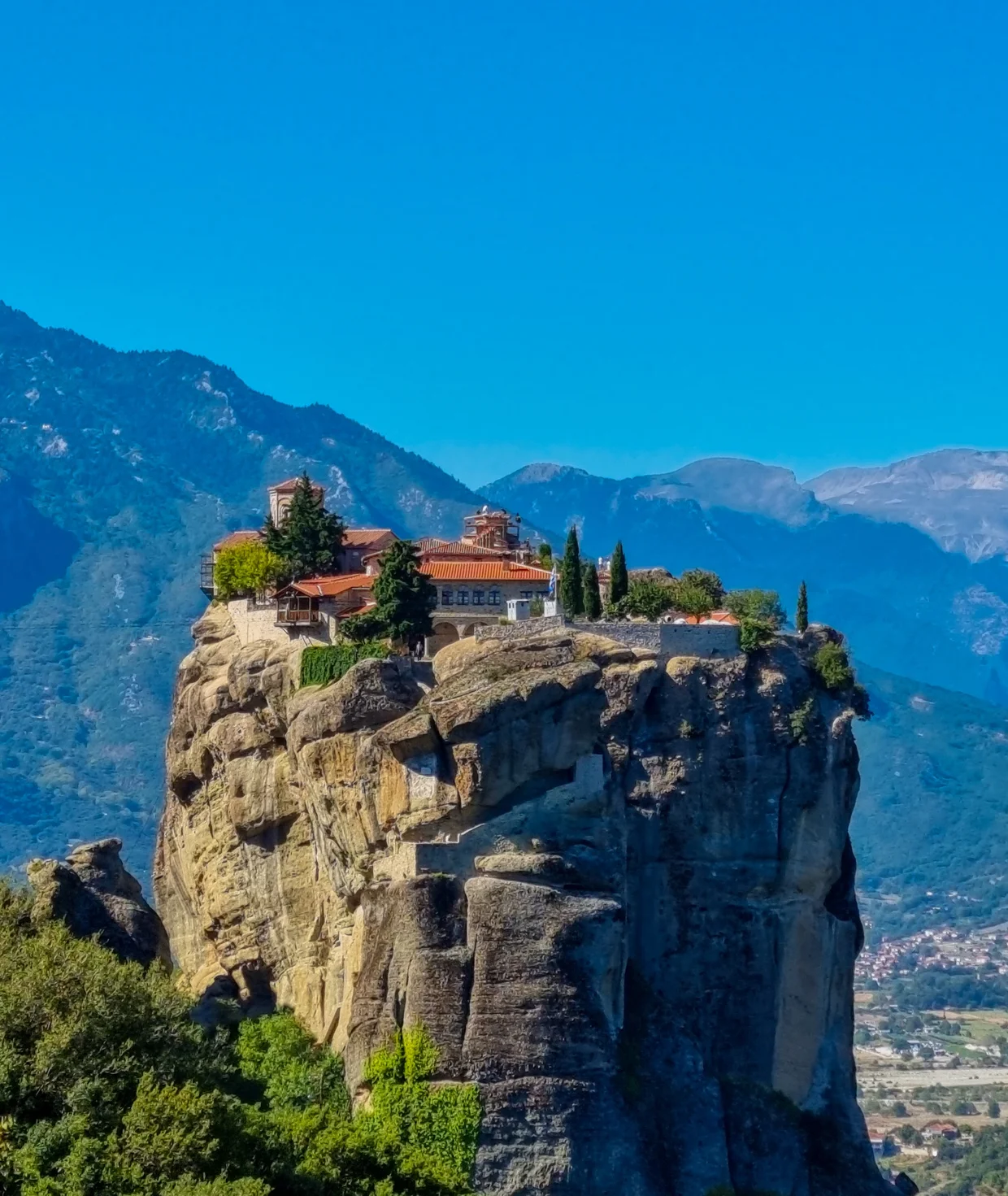 Holy Trinity Monastery on a sheer Meteora rock spike