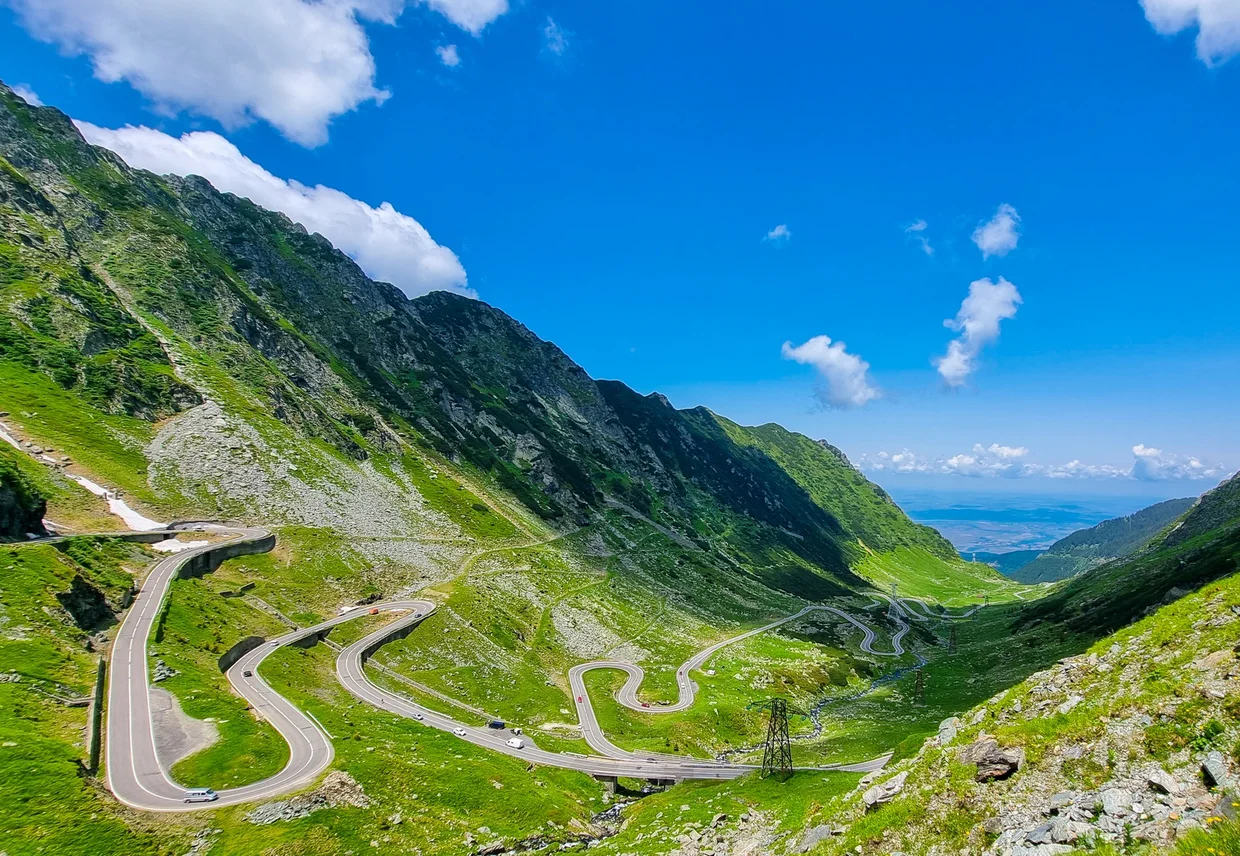 The classic hairpin view from high on the road