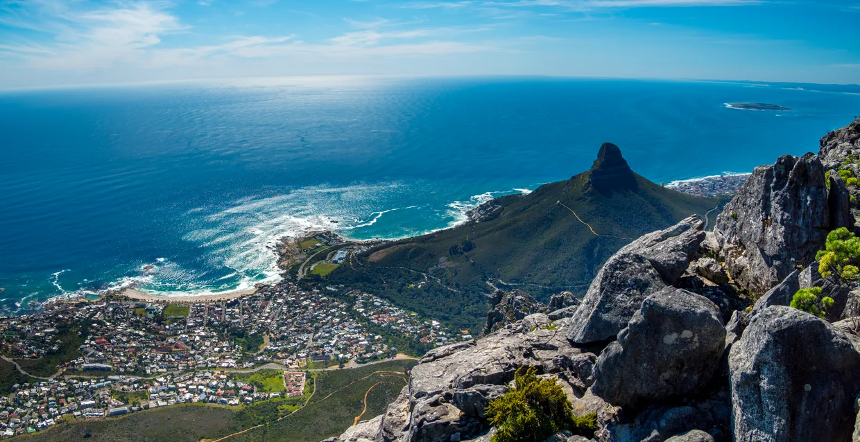 View from Table Mountain over Lion's Head and the Atlantic coast