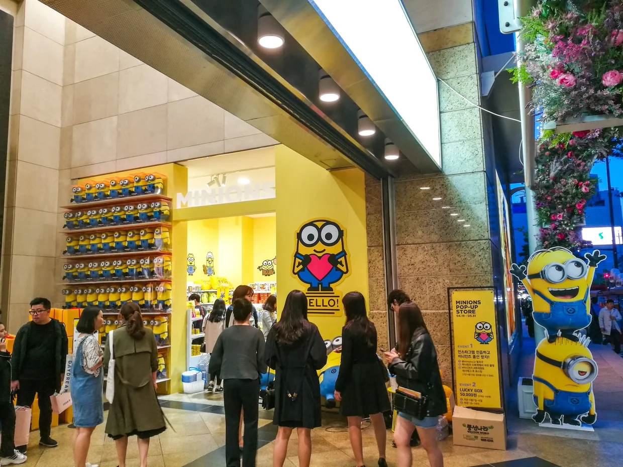 Minions pop-up store on a busy shopping street