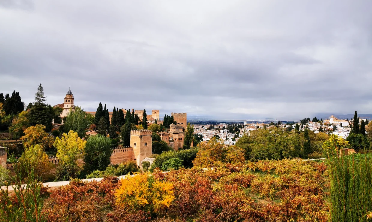 The Alhambra complex from the Generalife in autumn