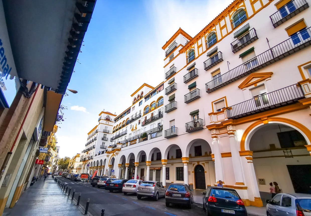 White and orange Sevillano architecture