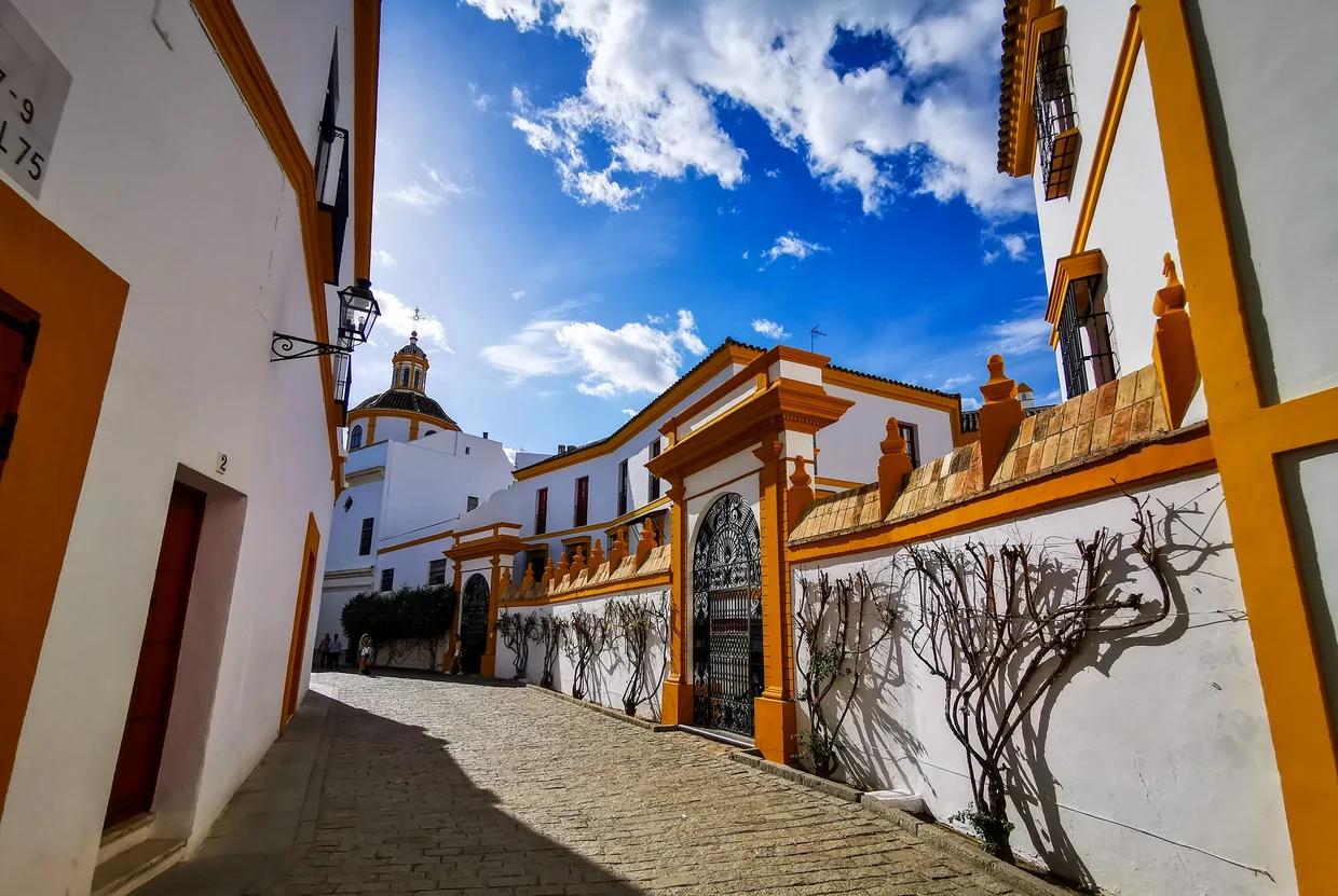 White and orange pueblo-style architecture
