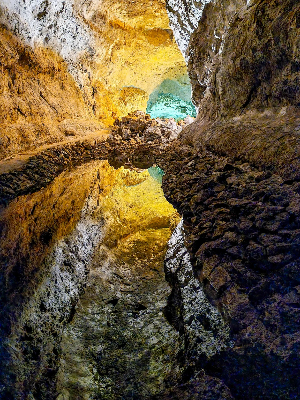 Underground lava tube with turquoise pool, Lanzarote