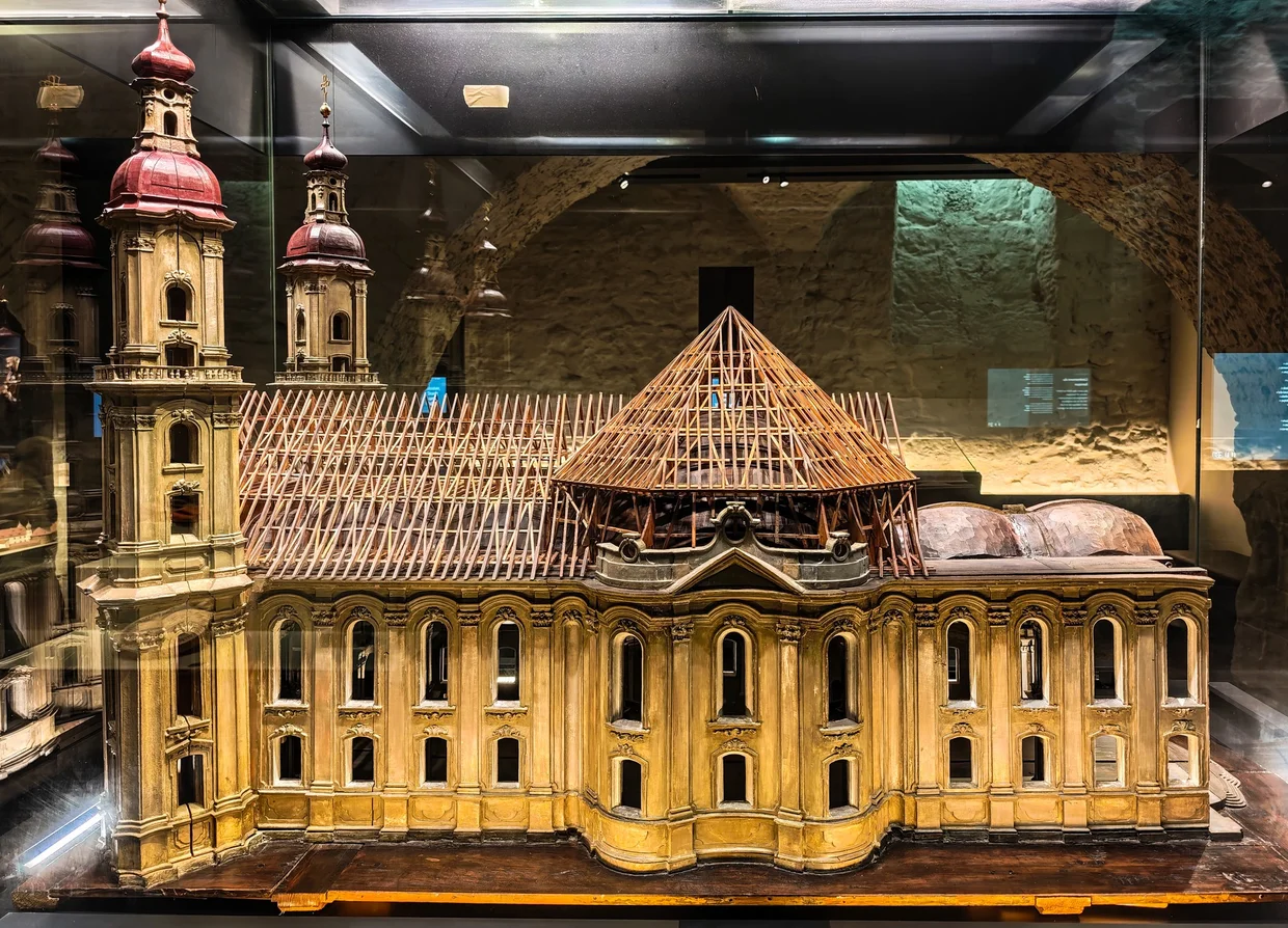 Architectural model of the cathedral's roof framing