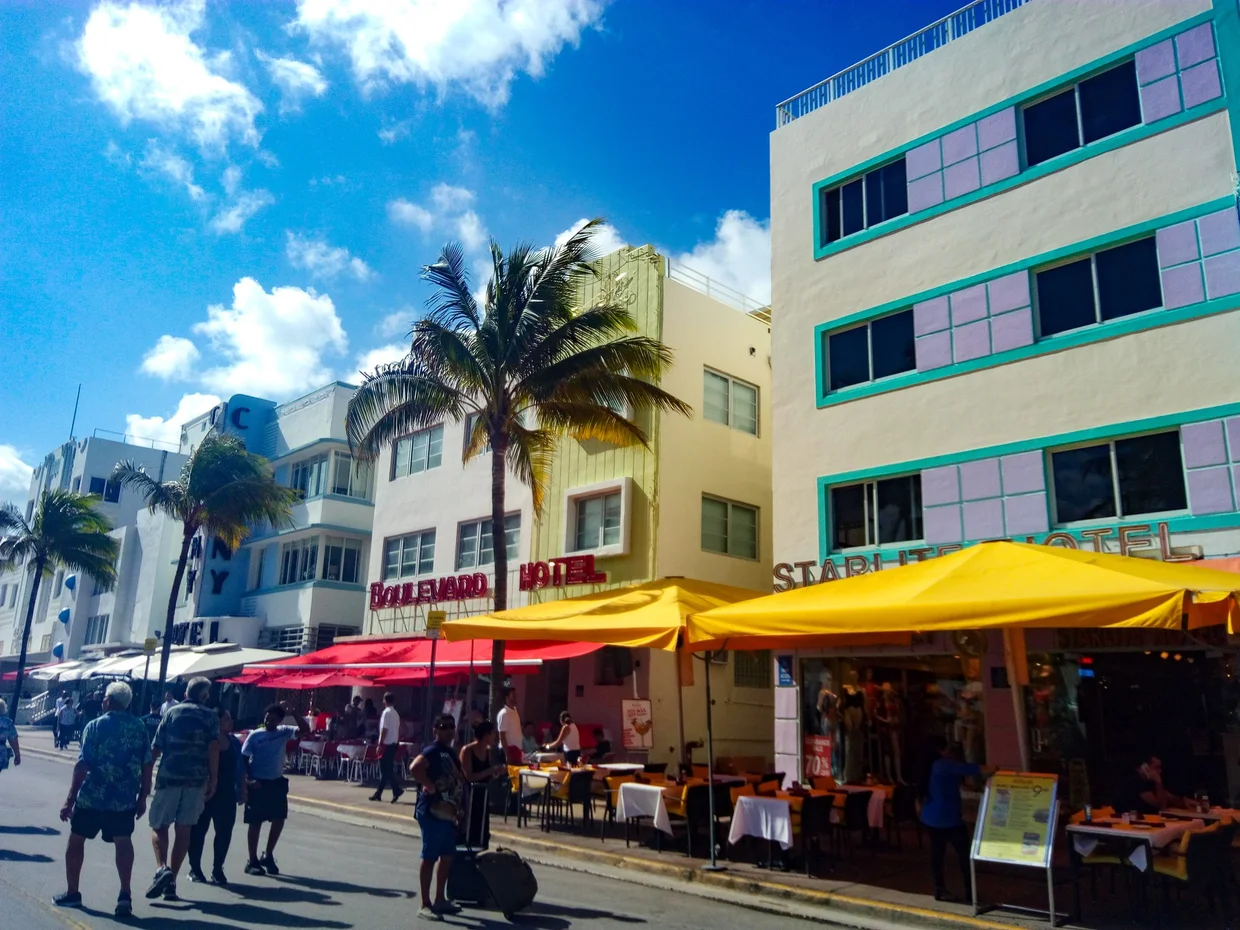 Art Deco hotels along Ocean Drive